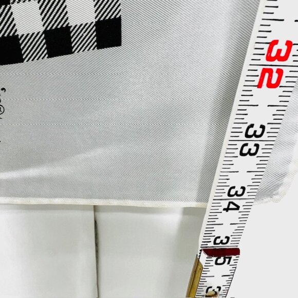 Burberrys 100% Silk Scarf 34" Nova Check Plaid Equestrian Knight Gray Black (61) - Picture 14 of 14